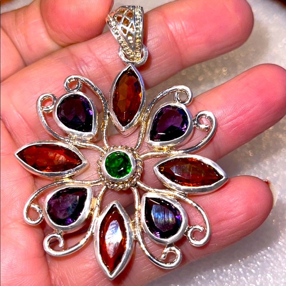 Solid Silver Genuine Gemstone Pendant - image 3